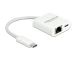DeLOCK USB Type-C Adapter zu Gigabit LAN 10/100/1000 Mbps mit Power Delivery Anschluss weiß