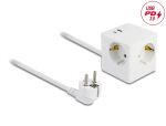 DeLOCK Steckdosenwürfel mit Verlängerungskabel 3-fach mit Kindersicherung und USB PD 3.0 Ladegerät 20 W, 1,5 m Kabel, weiß