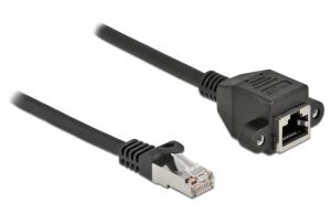 DeLOCK Netzwerk Verlängerungskabel S/FTP RJ45 Stecker zu RJ45 Buchse Cat.6A 25 cm schwarz