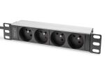 Digitus 10" Steckdosenleiste mit Aluminiumprofil, 4-fach CEE 7/5 Steckdosen