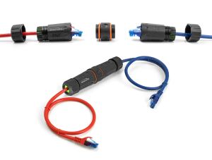 DeLOCK Kabelverbinder RJ45 Buchse zu RJ45 Buchse Cat.6A mit M20 Gewinde und zwei Dichtungen für Slim Kabel IP68 staub- und wasserdicht