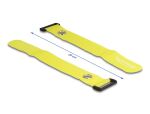 DeLOCK Klett-Kabelbinder mit Schlaufe und Befestigungsöse L 280 x B 38 mm gelb 3 Stück