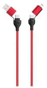 2GO 797370 USB Kabel 1,2 m USB A/USB C USB C/Lightning Schwarz, Rot