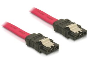 DELOCK SATA-Kabel SATA -> SATA St/St 0.50m rot Clips