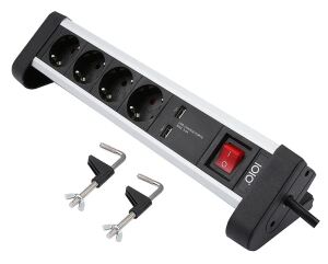 Olympia SL 2425 U Verlängerungskabel 1,5 m 4 AC-Ausgänge Drinnen Schwarz, Silber