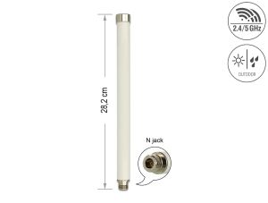 WL-Antenne Delock N-Buchse 6-8dBi starr outdoor weiß