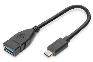 Digitus USB-C - USB-A Adapter / Konverter, OTG, 0,15m