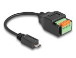 DeLOCK USB 2.0 Kabel Typ Micro-B Stecker zu Terminalblock Adapter mit Drucktaster 15 cm