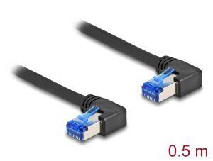 DELOCK RJ45 NWK Cat.6A S/FTP rechts gewinkelt 0,5 m schwarz