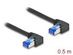 DELOCK RJ45 NWK Cat.6A S/FTP rechts gewinkelt 0,5 m schwarz