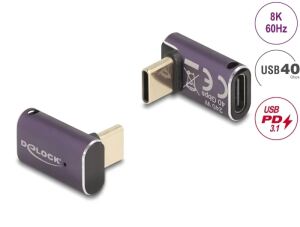 DeLOCK USB Adapter 40 Gbps USB Type-C PD 3.1 240 W Stecker zu Buchse gewinkelt 8K 60 Hz Metall