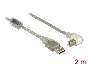 DeLOCK 2m, USB2.0-A/USB2.0-B USB Kabel USB A USB B 0,48 Gbit/s Silber, Transparent