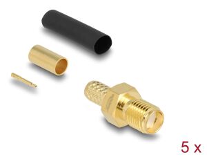 DELOCK RP-SMA Buchse zum Crimpen LMR200 mit Schrumpfschlauch