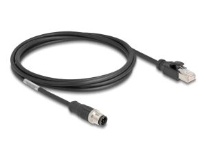 DeLOCK M12 Kabel D-kodiert 4 Pin Stecker zu RJ45 Stecker PVC 2 m