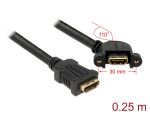 DELOCK HDMI Kabel Ethernet A -> A Bu/Bu 0.25m 110° Einbau