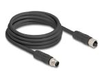 DELOCK M12 Kabel L-kodiert 4 Pin St u Bu PUR 3m schwarz