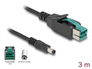 DELOCK PoweredUSB Kabel St. 12 V zu DC 5,5 x 2,5 mm St. 3 m