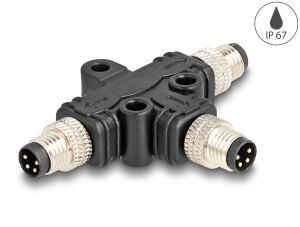 DELOCK M8 T-Splitter A-kodiert 4 Pin 1 xSt . zu 2 x Stecke
