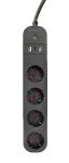 Gembird TSL-PS-S4U-01 Intelligente Steckerleiste 4 AC-Ausgänge Typ E 1,5 m 3 3680 W Schwarz