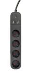 Gembird TSL-PS-S4U-01 Intelligente Steckerleiste 4 AC-Ausgänge Typ E 1,5 m 3 3680 W Schwarz