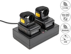 DELOCK Ringbarcode Scanner 1D und 2D (2 Stück) + Ladestation