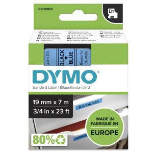 DYMO Original D1-Etikettenband | schwarz auf blau | 19 mm x 7 m | selbstklebendes Schriftband | für LabelManager-Beschriftungsgerät
