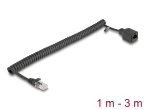 DELOCK RJ45 Spiralkabel St > Bu Cat.5e UTP 1m - 3m schwarz
