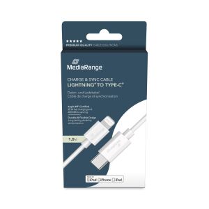 MediaRange MRCS215 USB Kabel USB 2.0 1 m USB C USB C/Lightning 0,48 Gbit/s Weiß