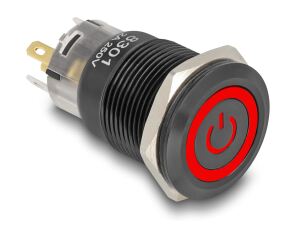 DELOCK Druckschalter zum Einbau 19 mm 12 V 5 x Lötanschluss