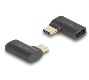 DeLOCK USB Adapter 40 Gbps USB Type-C PD 3.1 240 W Stecker zu Buchse gewinkelt links / rechts 8K 60 Hz