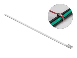 DELOCK Edelstahlkabelbinder L 500 x B 4,6 mm weiß 10 Stück