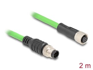 DeLOCK M12 Kabel A-kodiert 8 Pin Stecker zu Buchse PUR (TPU) 2 m