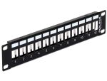 DELOCK Patchpanel 1HE 12 Keystone Ports Metall schwar