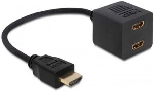 DELOCK HDMI Adapter A -> 2x A St/Bu 0.20m with Ethernet