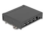 DeLOCK Mini Desktop Patchpanel RJ45 Buchse 4 Port Cat.6A geschirmt schwarz - zur Montage an Tisch, Wand oder Hutschiene