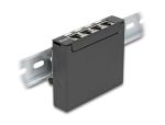 DeLOCK Mini Desktop Patchpanel RJ45 Buchse 4 Port Cat.6A geschirmt schwarz - zur Montage an Tisch, Wand oder Hutschiene