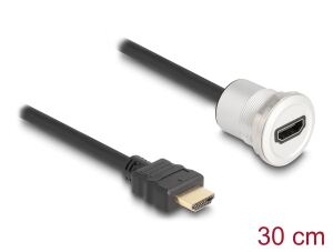 DELOCK HDMI Einbaubuchse 8K 60 Hz mit Kabelpeitsche St 30cm