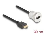 DELOCK HDMI Einbaubuchse 8K 60 Hz mit Kabelpeitsche St 30cm
