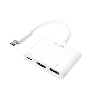 LogiLink 0.14m, 2xUSB-C/HDMI+USB A Weiß