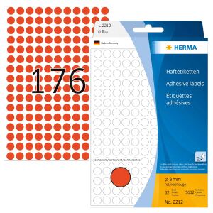 HERMA Vielzwecketiketten/Farbpunkte Ø 8 mm rund rot Papier matt Handbeschriftung 5632 St.