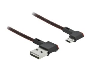 DeLOCK EASY-USB 2.0 Kabel Typ-A Stecker zu EASY-USB Typ Micro-B Stecker gewinkelt links / rechts 0,5 m schwarz