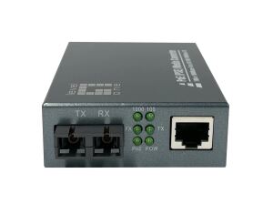 LevelOne Gigabit RJ45 zu SC Mediakonverter, PoE PSE, Single-Mode Glasfaser, 20km