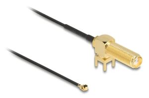 DeLOCK Antenna Cable SMA 90° PCB jack bulkhead Koaxialkabel 0,15 m I-PEX MHF1 Schwarz, Gold