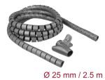 DELOCK Spiralschlauch mit Einziehwerkzeug 2,5m x 25mm grau