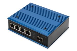 Digitus 4 Port Gigabit Ethernet Netzwerk PoE Switch, Industrial, Unmanaged, 1 SFP Uplink