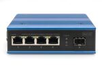 Digitus 4 Port Gigabit Ethernet Netzwerk PoE Switch, Industrial, Unmanaged, 1 SFP Uplink