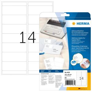HERMA Adressetiketten für Schreibmaschinen A4 102x38 mm Papier matt Ecken rund 280 St.