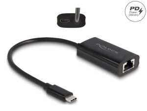 DeLOCK USB Type-C Adapter zu Gigabit LAN mit Power Delivery 100 Watt