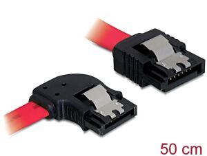 DELOCK SATA-Kabel SATA -> SATA links St/St 0.50m Clips