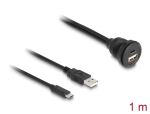 DeLOCK USB 2.0 Kabel USB Typ-A Stecker und USB Type-C Stecker zu USB Typ-A Buchse und USB Type-C Buchse zum Einbau 1 m schwarz